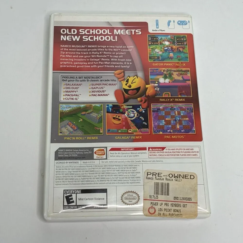 Namco Museum Remix (Nintendo Wii, 2006) With Manual - Tested